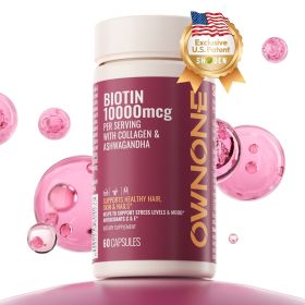 OWNONE Biotin Per Serving-HSN Care Promote Hair, Skin, Nails Growth Shoden Ashwagandha Extract Support Stress & Mood Multiple Natural Ingredients (Option: 2bottles)