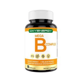 Oxyenergy Vitamin Mega B Complex Supplement For Healthcare,Energy And Dietary Needs,8 Classic B Vitamins 90 Capsules Bottle (Option: 1pcs)