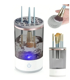 Automatic Brush Cleaner Electric Makeup Brush Cleaning Machine Fast Clean Dryer (Color: White)